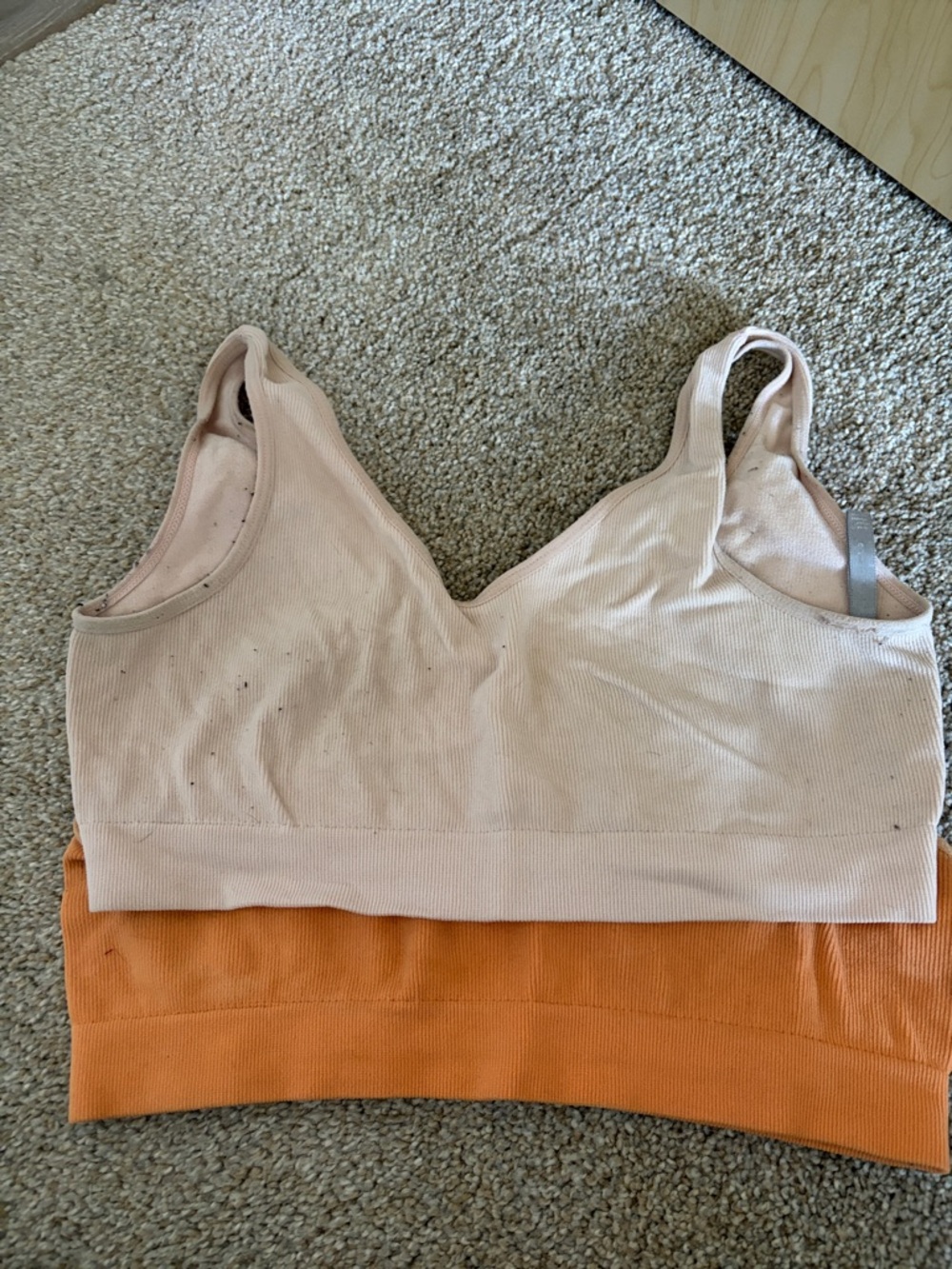 Streetwear Society Ribbed Scoop Bralette in Light Beige and Burnt Orange